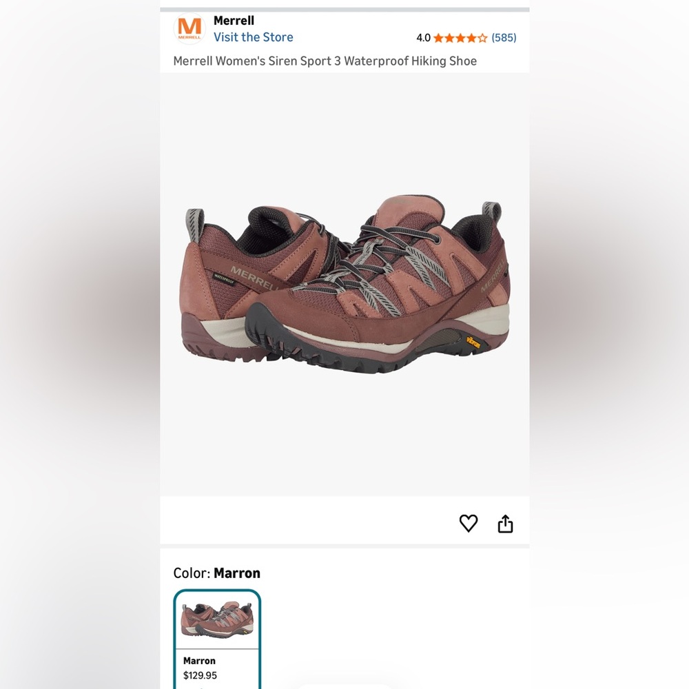 Merrell Siren Sport 3 Maroon Trail Shoes - Picture 10 of 10